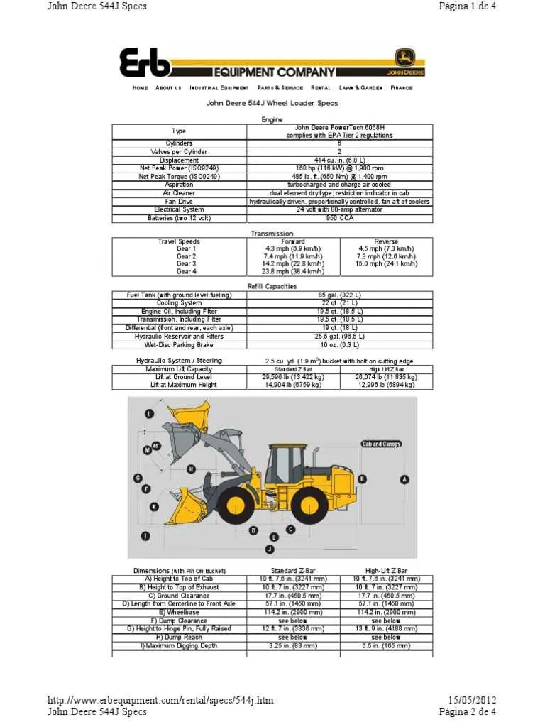 544d john deere loader specs 544d john deere loader specs