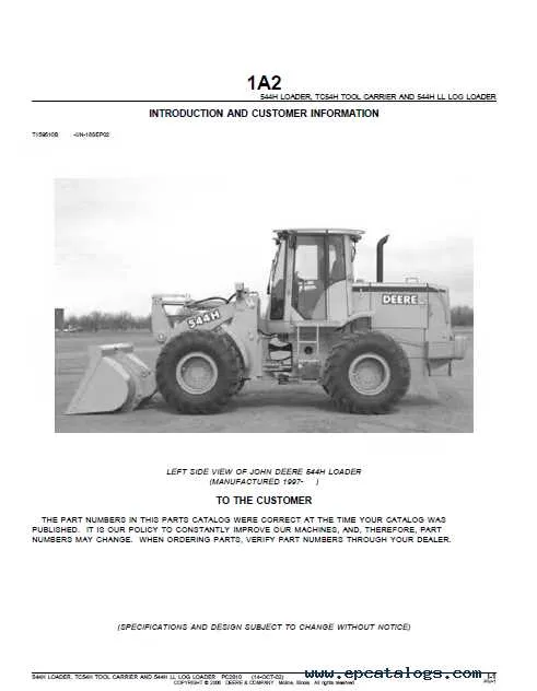 544h john deere loader specs