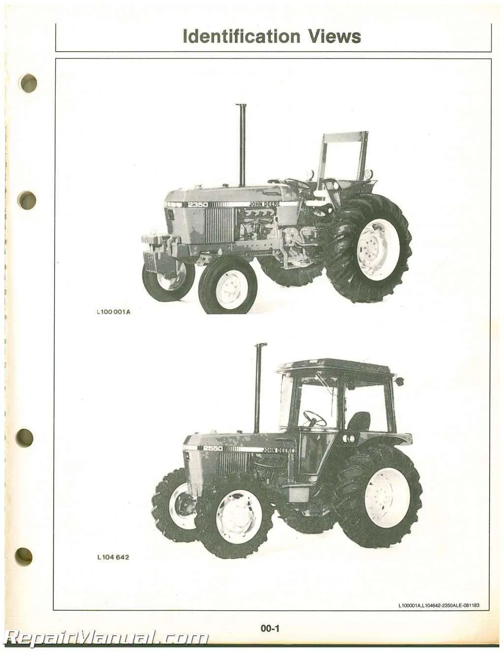 fluid specs for john deere 2550 tractor