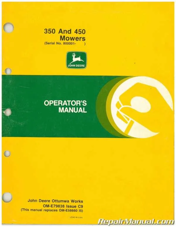 john deere 350 sickle mower specs