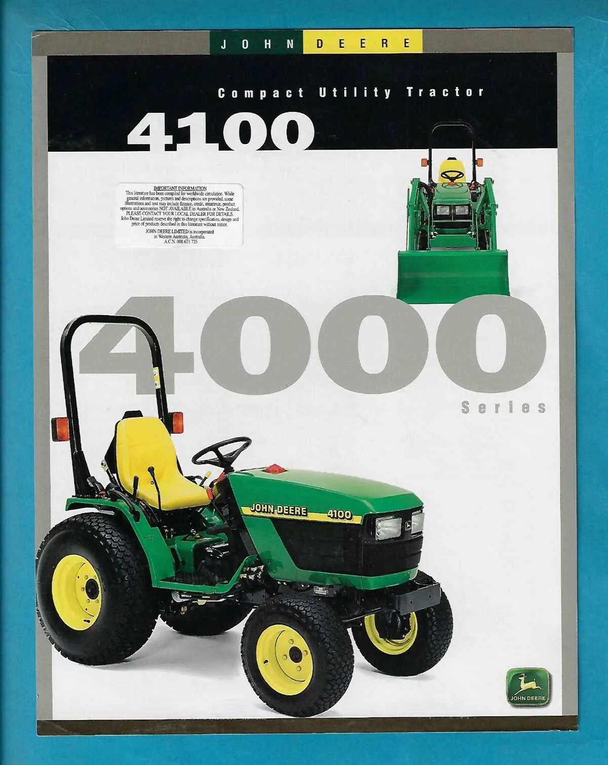 john deere 4100 compact tractor specs