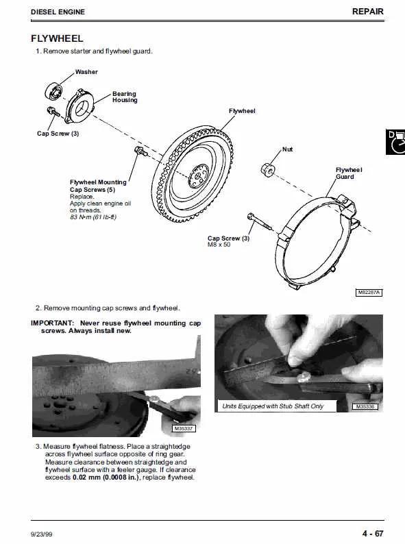 john deere 425 engine torque specs