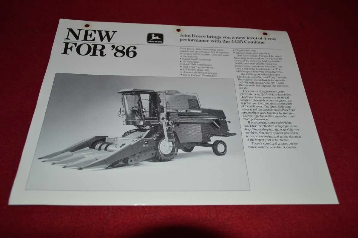 john deere 4425 combine specs