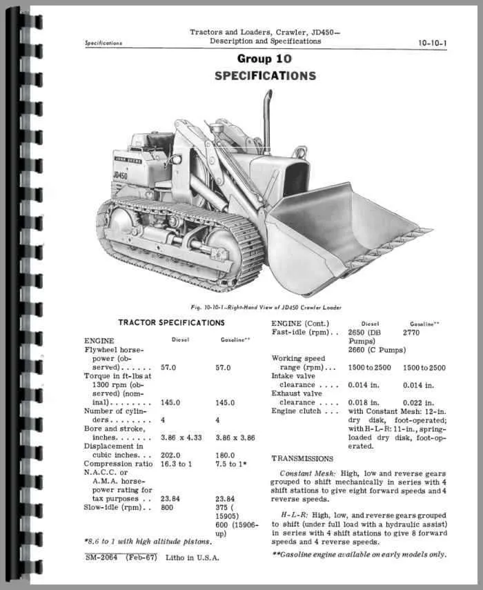 john deere 450 crawler specs