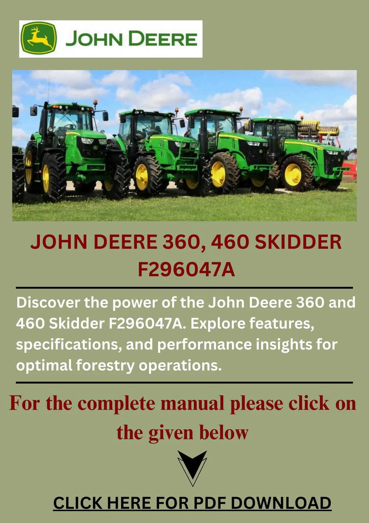 john deere 460 excavator specs