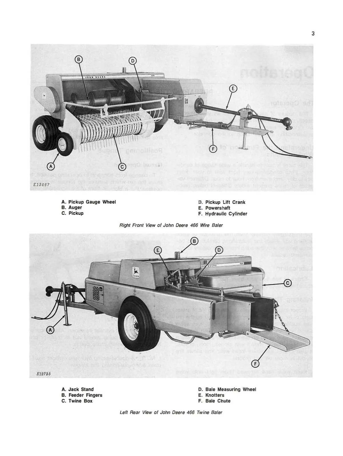 john deere 466 hay baler specs