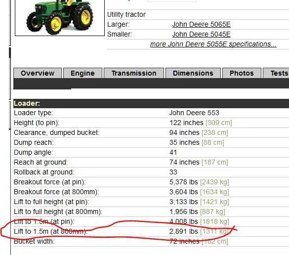 john deere 5055e engine torque specs