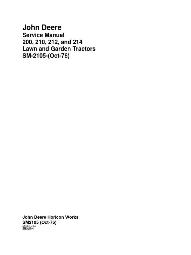 john deere model 212 specs