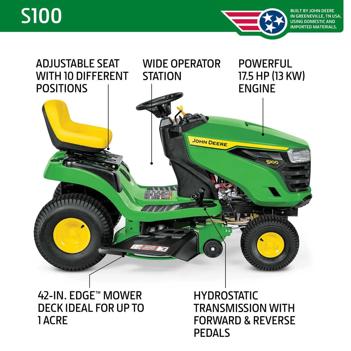 john deere s100 specs