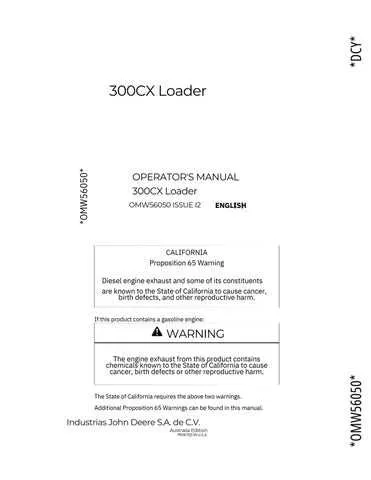 john deere 300 cx loader specs