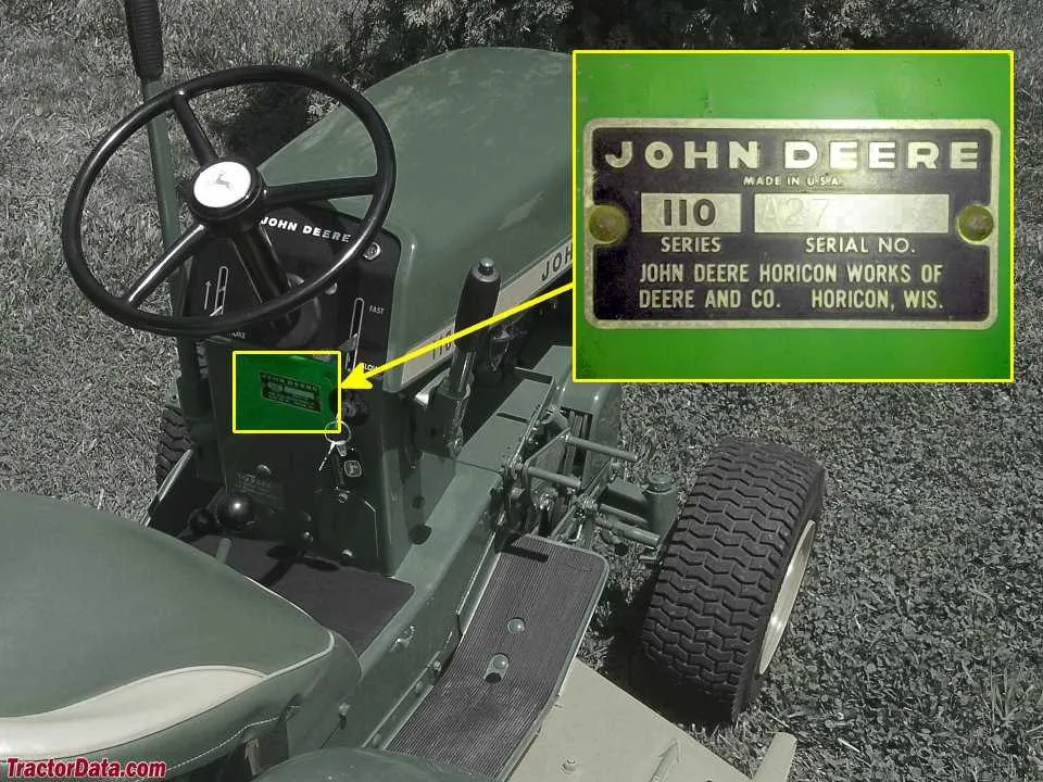 john deere 110 garden tractor specs