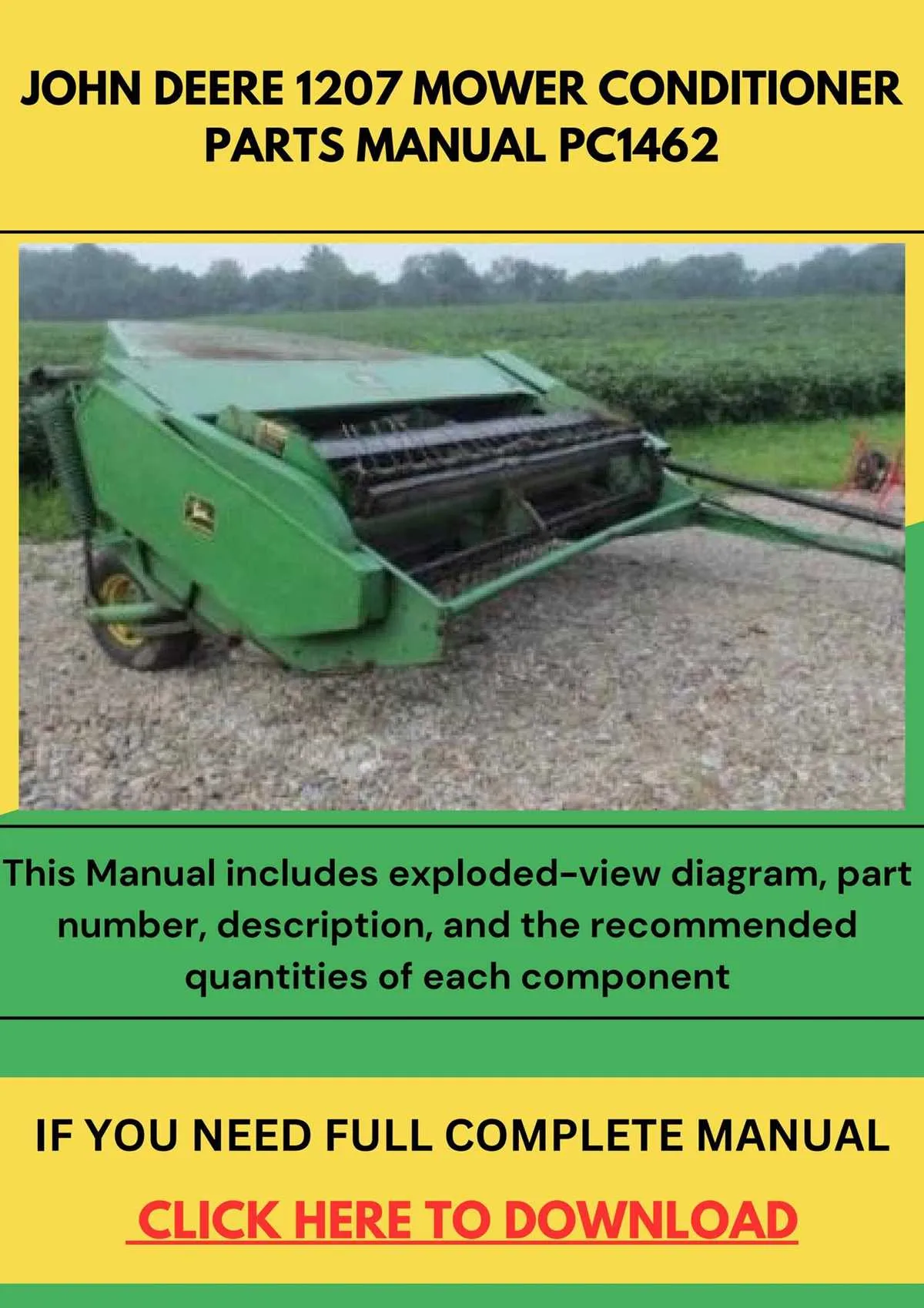 john deere 1207 haybine specs