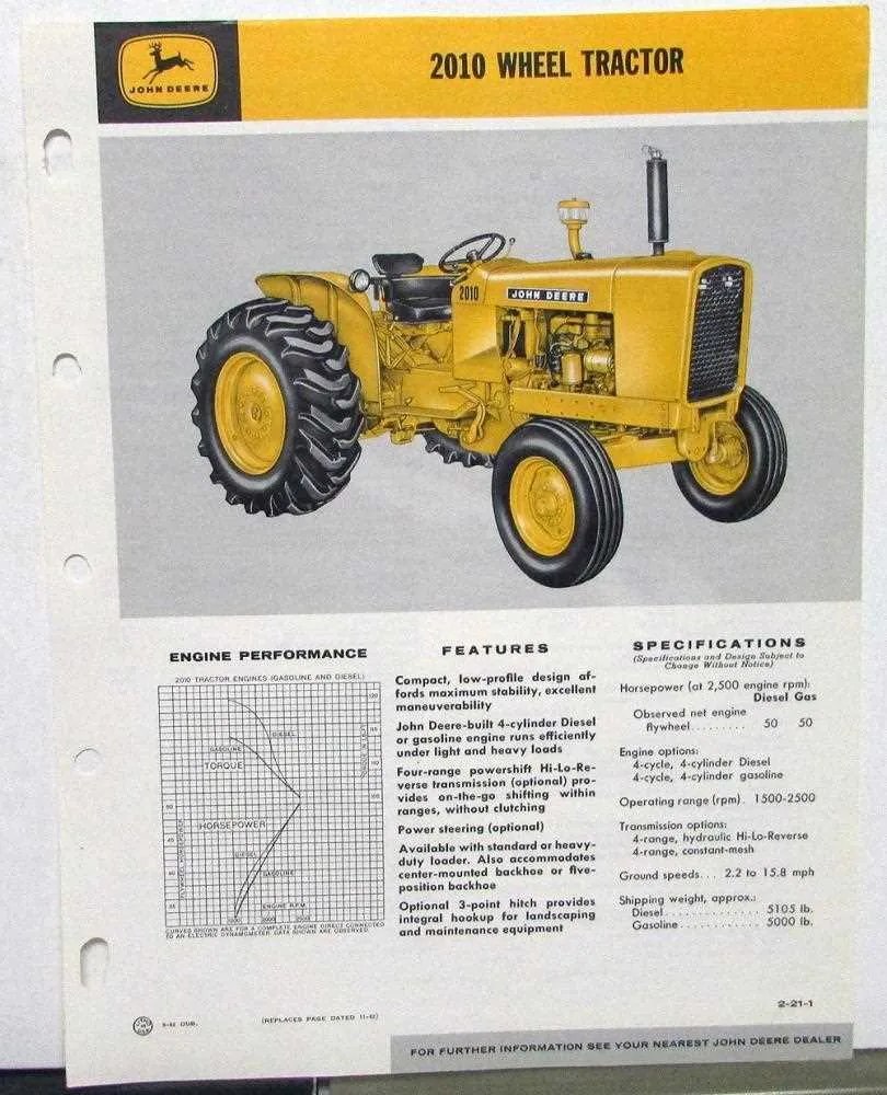 john deere 2010 diesel specs