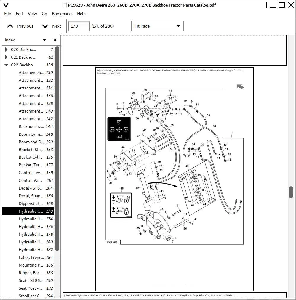john deere 270a backhoe specs