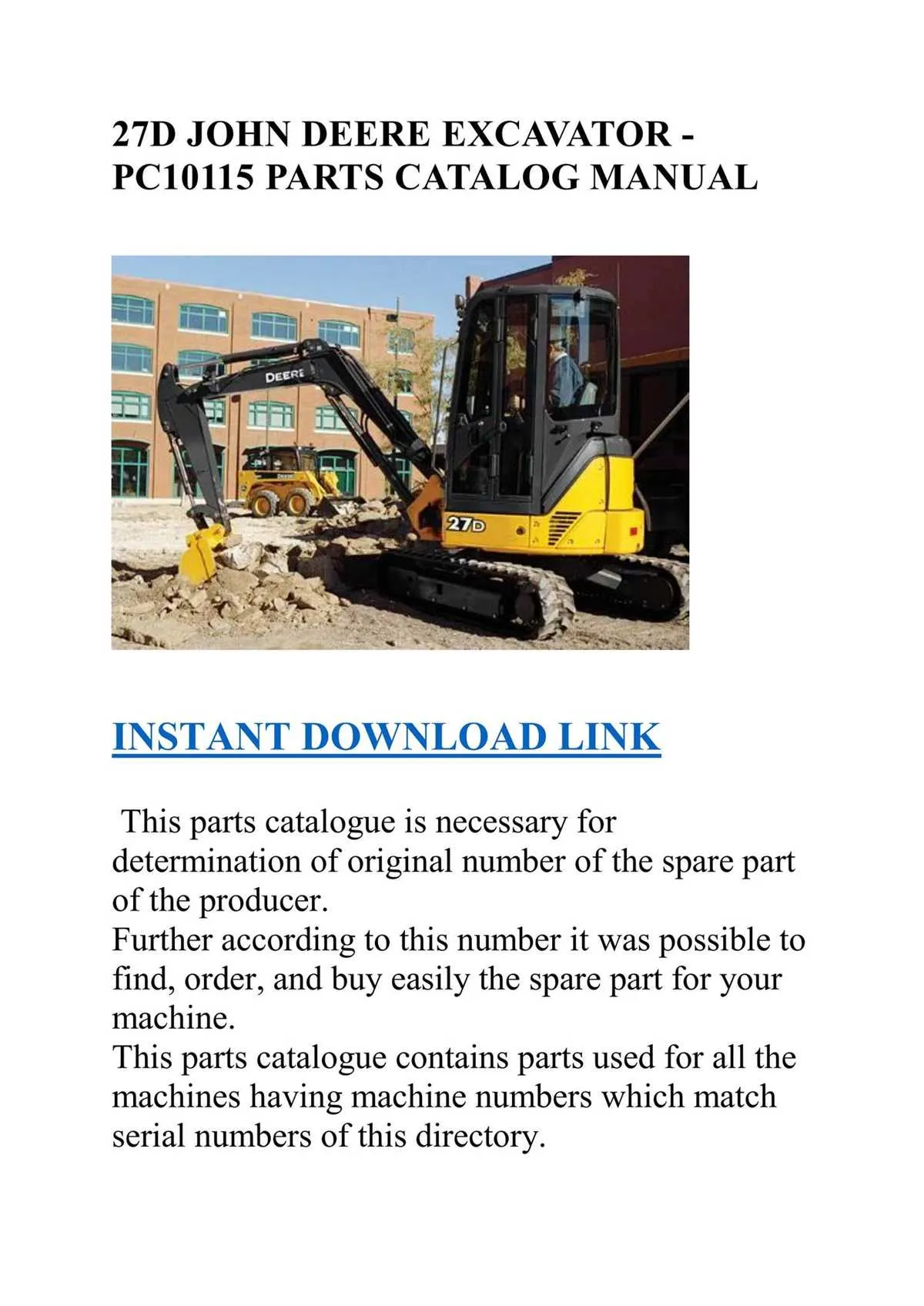 john deere 27d specs