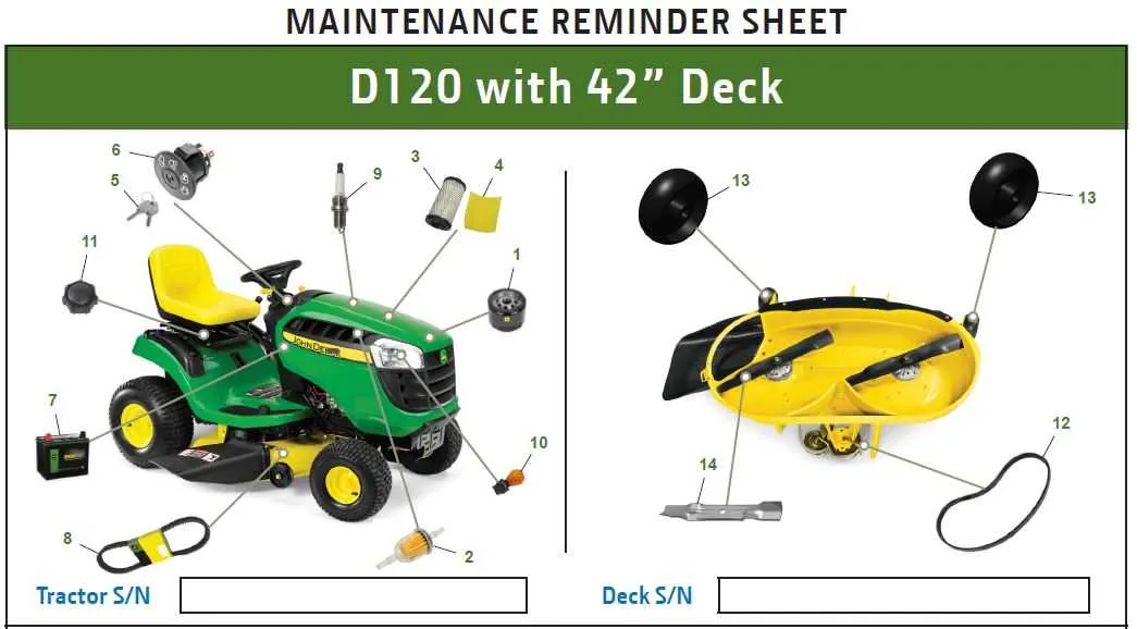 john deere d120 mower specs