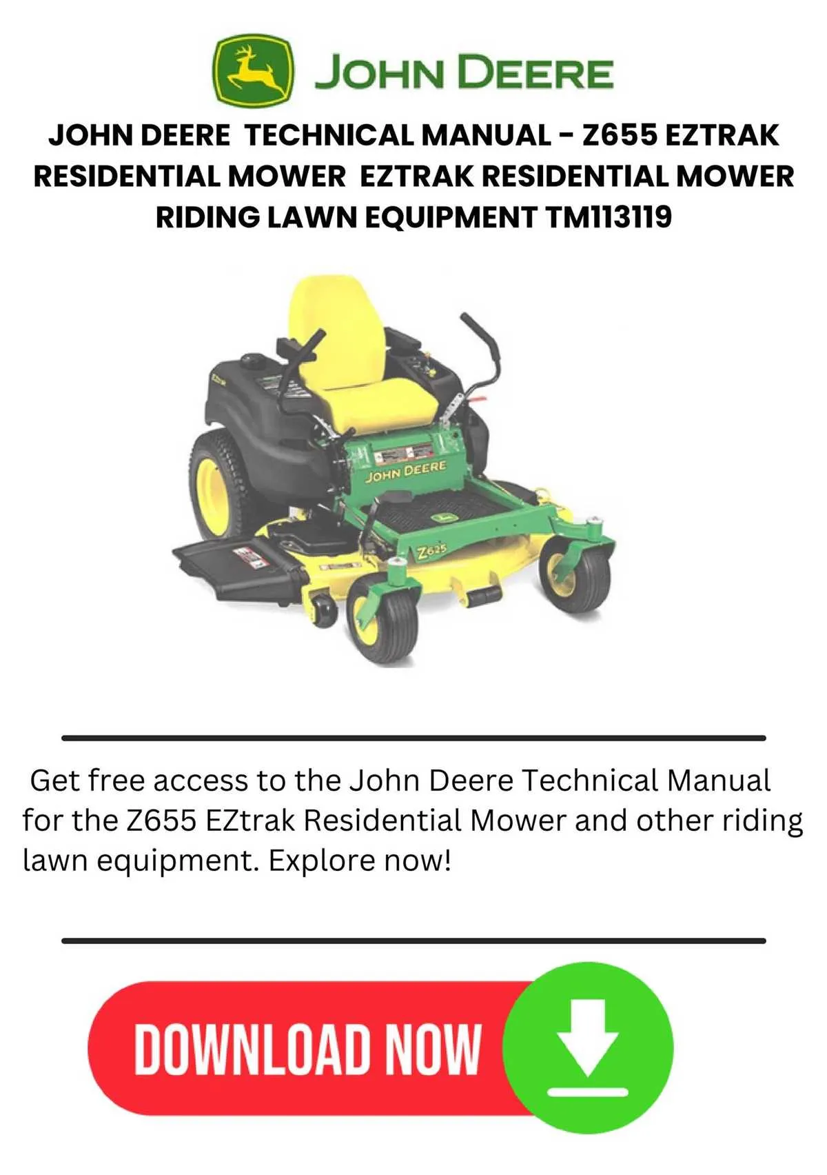 john deere z655 specs