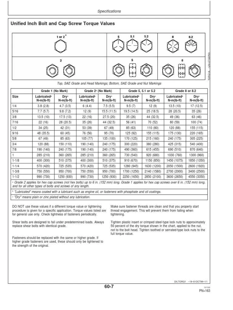 john deere 1050 torque spec