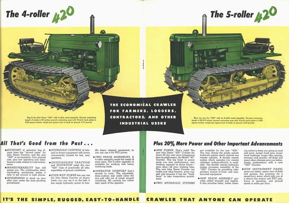 john deere 420 tractor specs