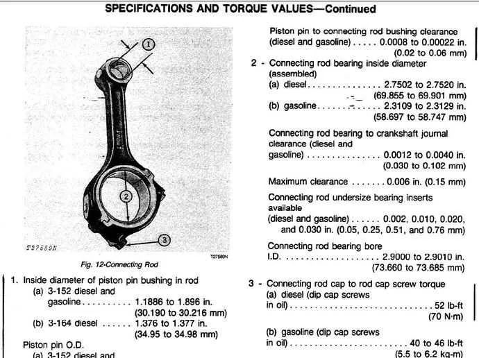 john deere torque spec for connecting rod