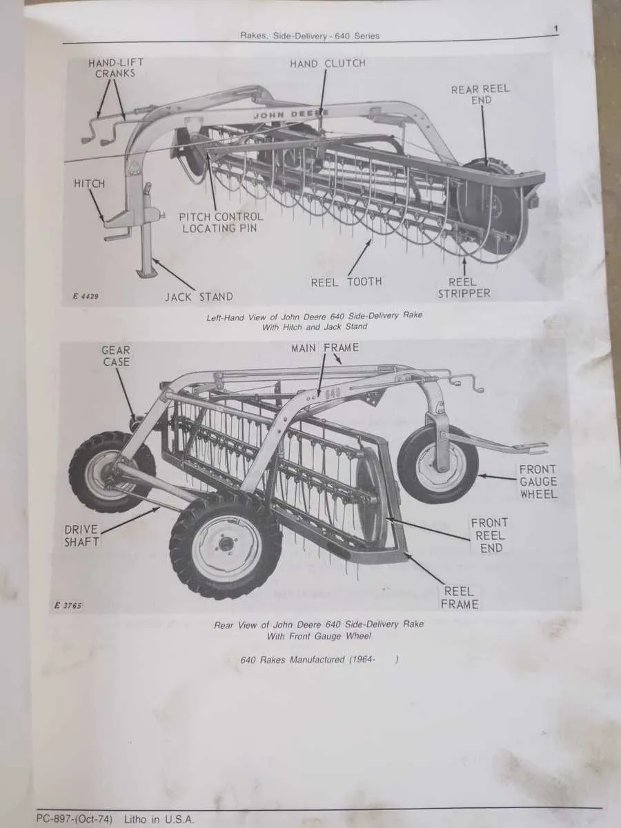 john deere 640 hay rake specs