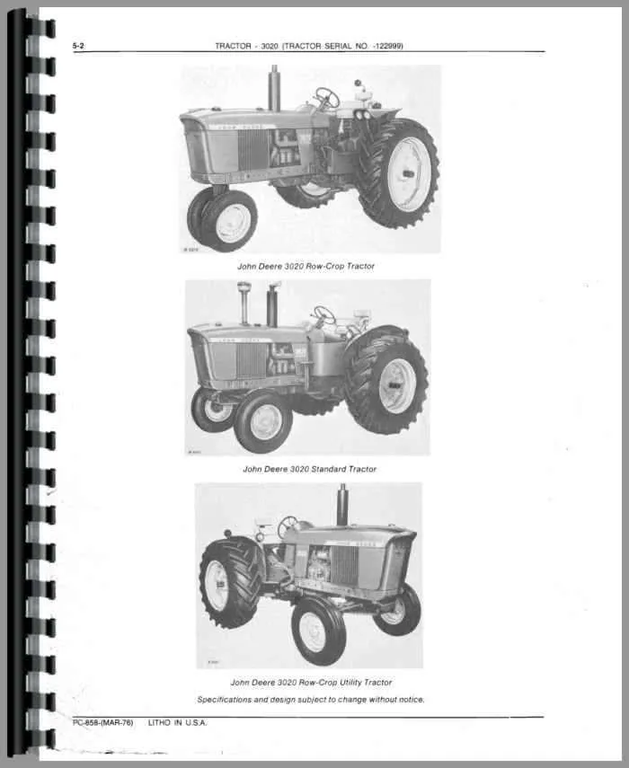 john deere 3020 specs