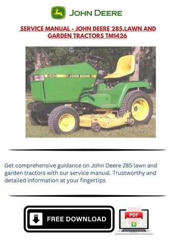 spec john deere 285 mower