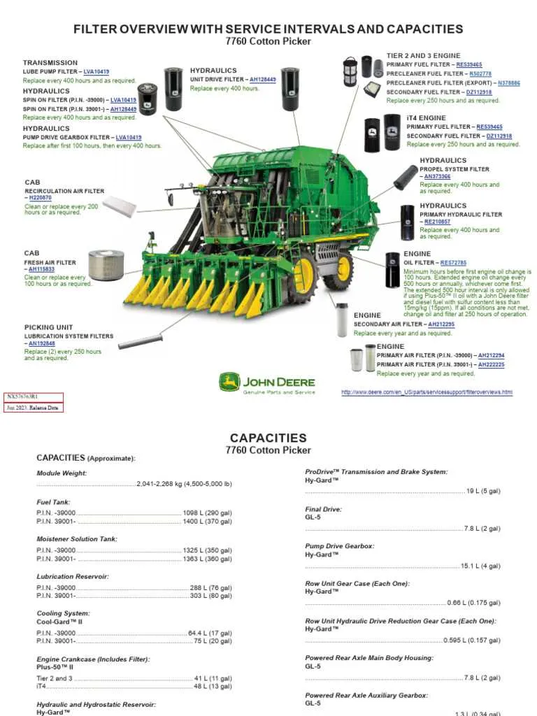 john deere 7760 cotton picker specs