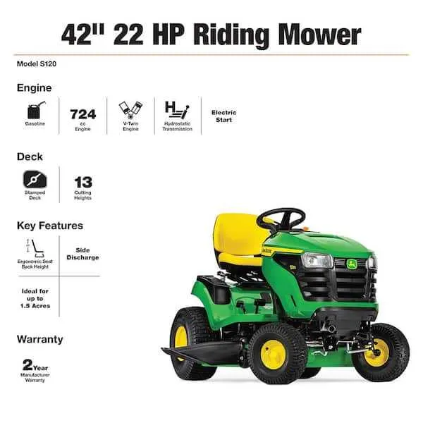 john deere lt 120 specs